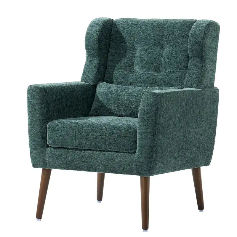Fauteuil d'appoint en chenille bleu foncé/vert/jaune/orange/avocat/beige avec oreiller lombaire – Simple