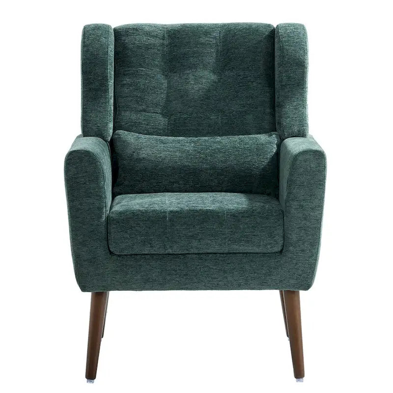 Fauteuil d'appoint en chenille bleu foncé/vert/jaune/orange/avocat/beige avec oreiller lombaire – Simple