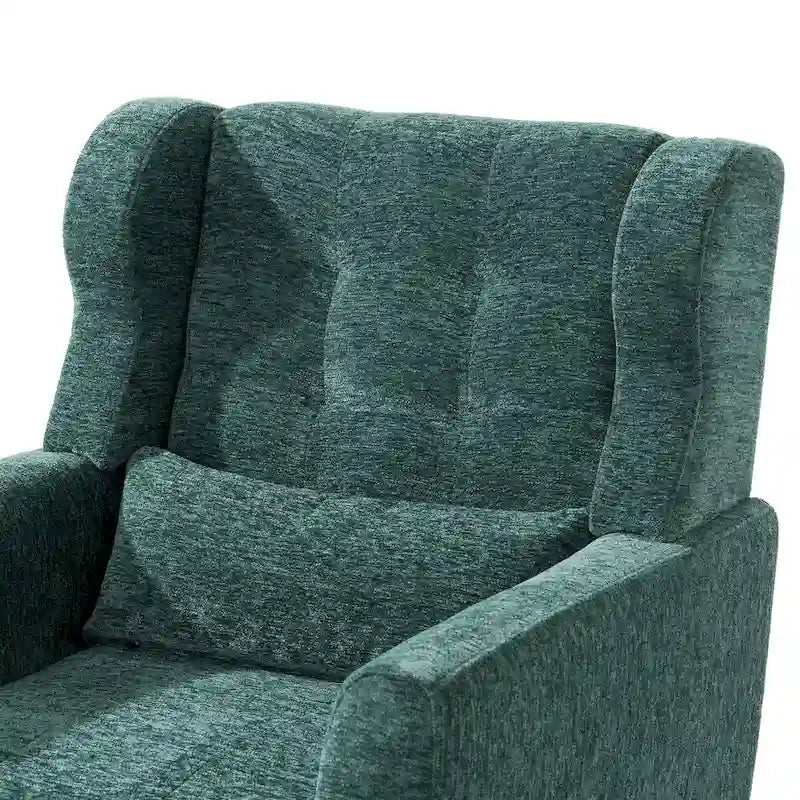 Fauteuil d'appoint en chenille bleu foncé/vert/jaune/orange/avocat/beige avec oreiller lombaire – Simple