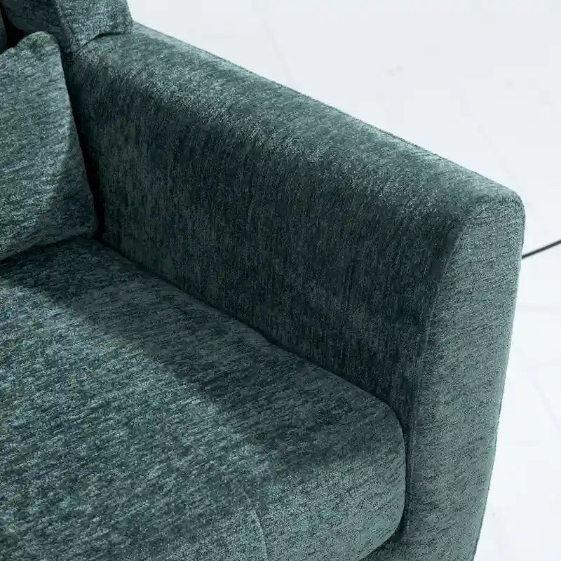 Fauteuil d'appoint en chenille bleu foncé/vert/jaune/orange/avocat/beige avec oreiller lombaire – Simple