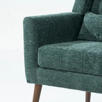 Fauteuil d'appoint en chenille bleu foncé/vert/jaune/orange/avocat/beige avec oreiller lombaire – Simple