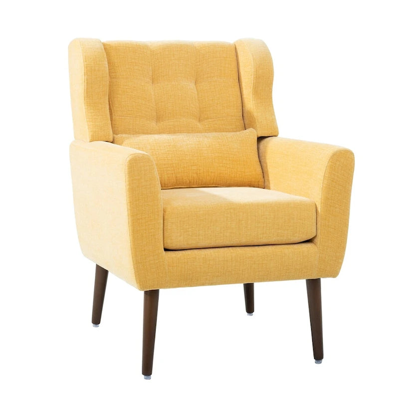 Fauteuil d'appoint en chenille bleu foncé/vert/jaune/orange/avocat/beige avec oreiller lombaire – Simple