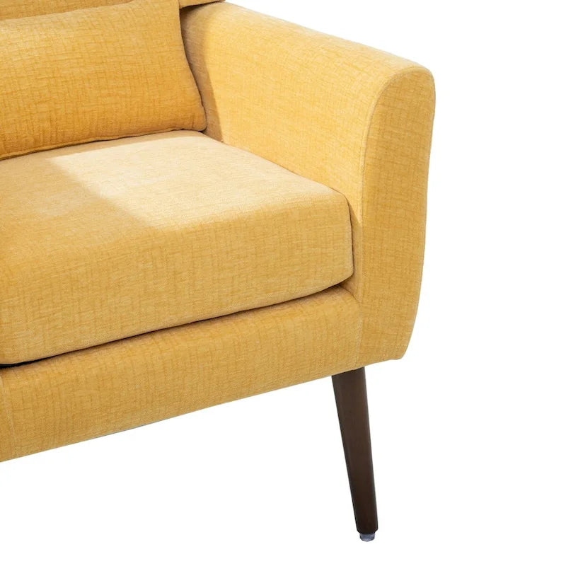 Fauteuil d'appoint en chenille bleu foncé/vert/jaune/orange/avocat/beige avec oreiller lombaire – Simple