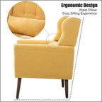 Fauteuil d'appoint en chenille bleu foncé/vert/jaune/orange/avocat/beige avec oreiller lombaire – Simple