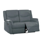 Causeuse inclinable manuelle en tissu texturé toile de jute gris foncé/os sincère avec appuie-tête – 2 places