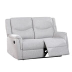 Causeuse inclinable manuelle en tissu texturé toile de jute gris foncé/os sincère avec appuie-tête – 2 places