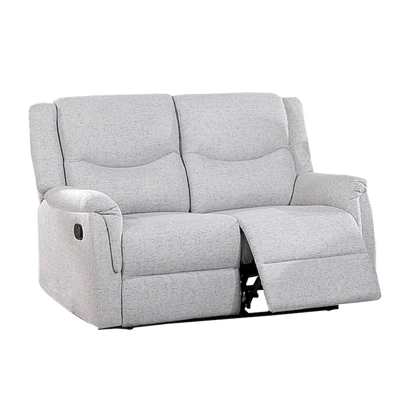 Causeuse inclinable manuelle en tissu texturé toile de jute gris foncé/os sincère avec appuie-tête – 2 places
