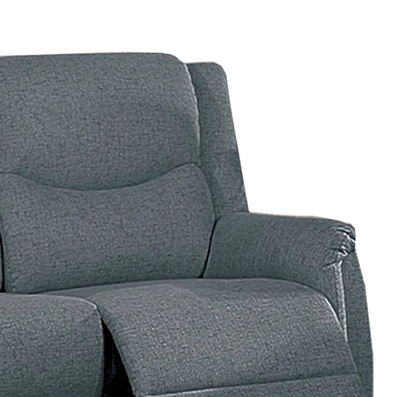 Causeuse inclinable manuelle en tissu texturé toile de jute gris foncé/os sincère avec appuie-tête – 2 places