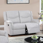 Causeuse inclinable manuelle en tissu texturé toile de jute gris foncé/os sincère avec appuie-tête – 2 places