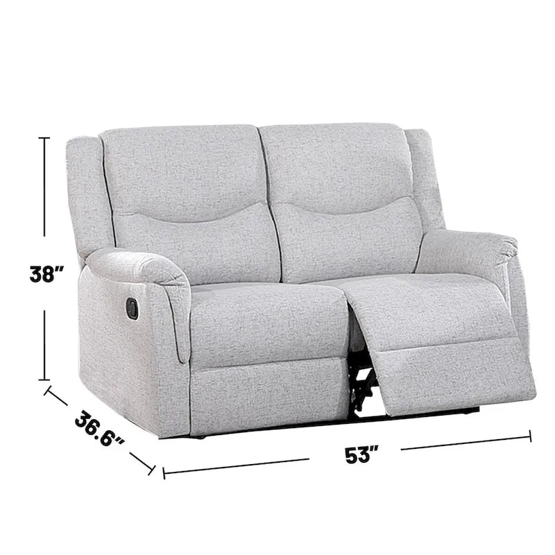 Causeuse inclinable manuelle en tissu texturé toile de jute gris foncé/os sincère avec appuie-tête – 2 places