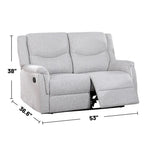 Causeuse inclinable manuelle en tissu texturé toile de jute gris foncé/os sincère avec appuie-tête – 2 places