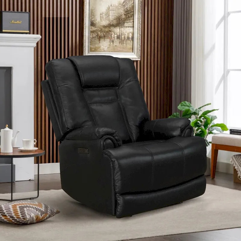 Fauteuil inclinable électrique zéro gravité en cuir pleine fleur noir avec appuie-tête réglable et port USB-C – Individuel
