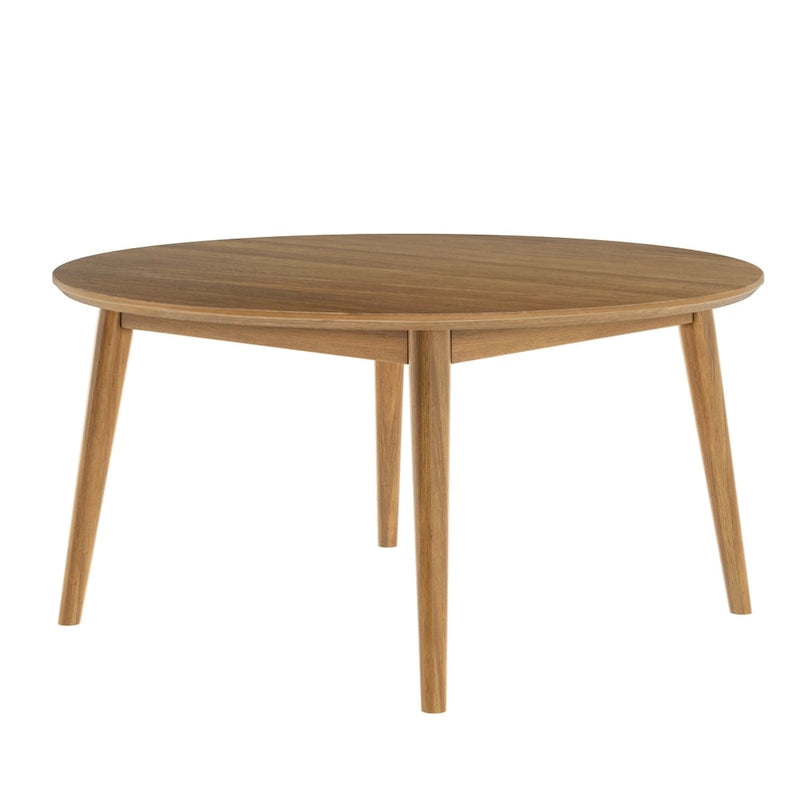 Table basse ronde noyer / pacanier / noire style Mid-Century avec pieds coniques en pin – 91 cm