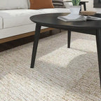 Table basse ronde noyer / pacanier / noire style Mid-Century avec pieds coniques en pin – 91 cm