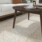 Table basse ronde noyer / pacanier / noire style Mid-Century avec pieds coniques en pin – 91 cm
