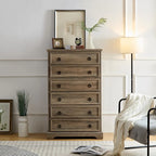 Commode haute à 6 tiroirs, gris délavé/blanc – Simple
