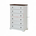 Commode haute à 6 tiroirs, gris délavé/blanc – Simple