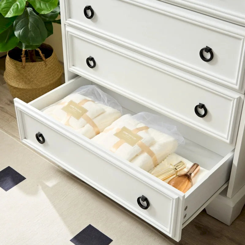 Commode haute à 6 tiroirs, gris délavé/blanc – Simple