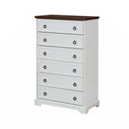 Commode haute à 6 tiroirs, gris délavé/blanc – Simple