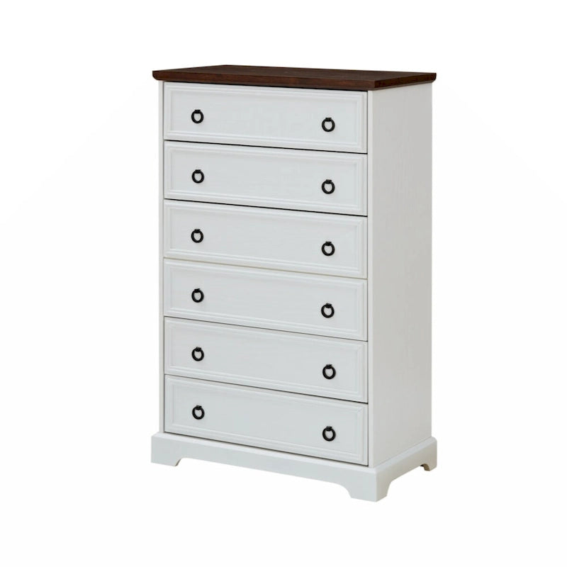 Commode haute à 6 tiroirs, gris délavé/blanc – Simple