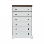Commode haute à 6 tiroirs, gris délavé/blanc – Simple