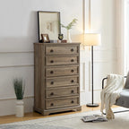 Commode haute à 6 tiroirs, gris délavé/blanc – Simple