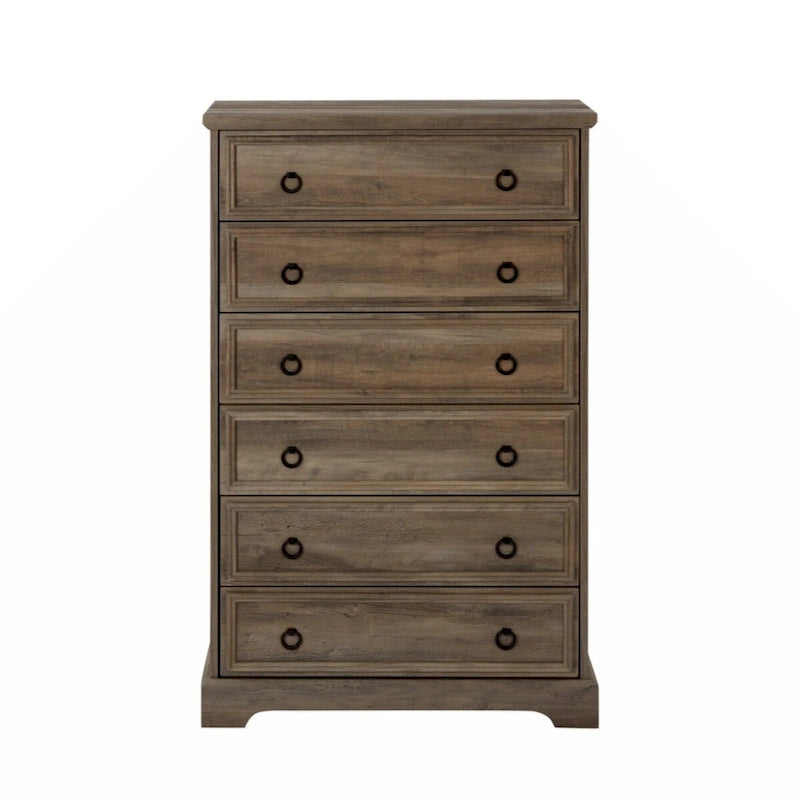 Commode haute à 6 tiroirs, gris délavé/blanc – Simple