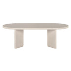 Table basse ovale avec pieds inclinés Chêne noir grainé / Blanc aulne / Gris vieilli – 122 cm