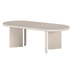 Table basse ovale avec pieds inclinés Chêne noir grainé / Blanc aulne / Gris vieilli – 122 cm
