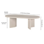 Table basse ovale avec pieds inclinés Chêne noir grainé / Blanc aulne / Gris vieilli – 122 cm
