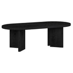 Table basse ovale avec pieds inclinés Chêne noir grainé / Blanc aulne / Gris vieilli – 122 cm