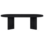 Table basse ovale avec pieds inclinés Chêne noir grainé / Blanc aulne / Gris vieilli – 122 cm
