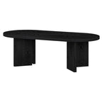 Table basse ovale avec pieds inclinés Chêne noir grainé / Blanc aulne / Gris vieilli – 122 cm