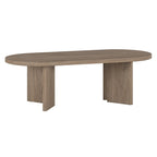 Table basse ovale avec pieds inclinés Chêne noir grainé / Blanc aulne / Gris vieilli – 122 cm