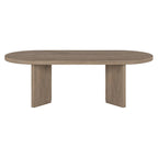 Table basse ovale avec pieds inclinés Chêne noir grainé / Blanc aulne / Gris vieilli – 122 cm