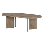 Table basse ovale avec pieds inclinés Chêne noir grainé / Blanc aulne / Gris vieilli – 122 cm