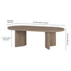 Table basse ovale avec pieds inclinés Chêne noir grainé / Blanc aulne / Gris vieilli – 122 cm