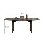 Table à manger ovale en bois massif noir / bois clair / bois foncé avec base à deux pieds – 6 places