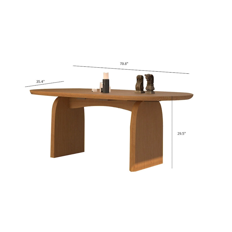 Table à manger ovale en bois massif noir / bois clair / bois foncé avec base à deux pieds – 6 places