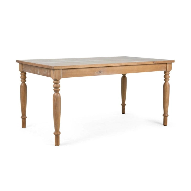 Table de salle à manger de style rustique en pin massif Sahara / Mahogany vieilli avec pieds tournés – 6 places
