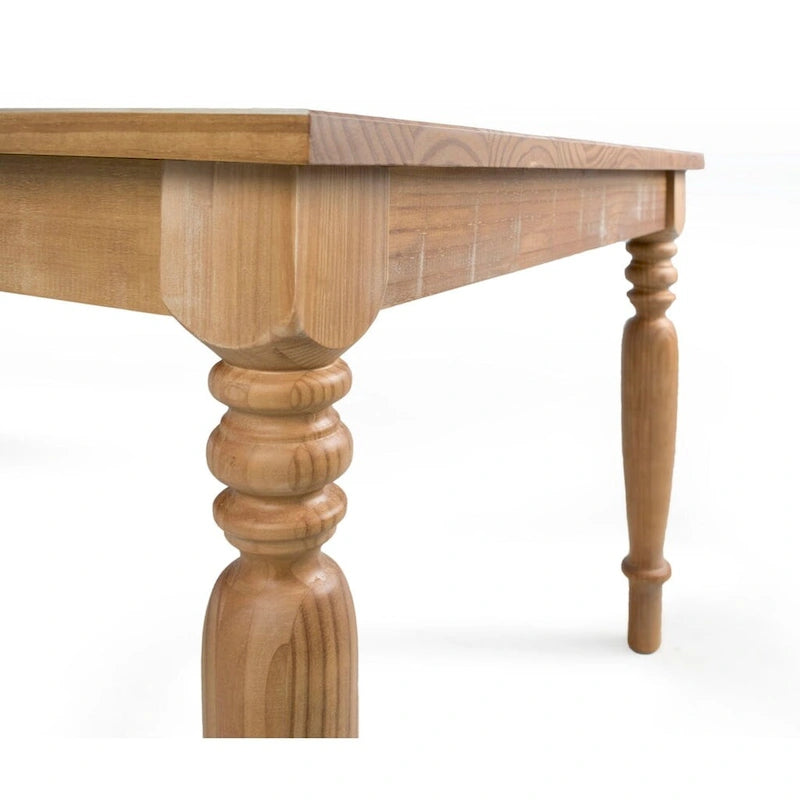 Table de salle à manger de style rustique en pin massif Sahara / Mahogany vieilli avec pieds tournés – 6 places