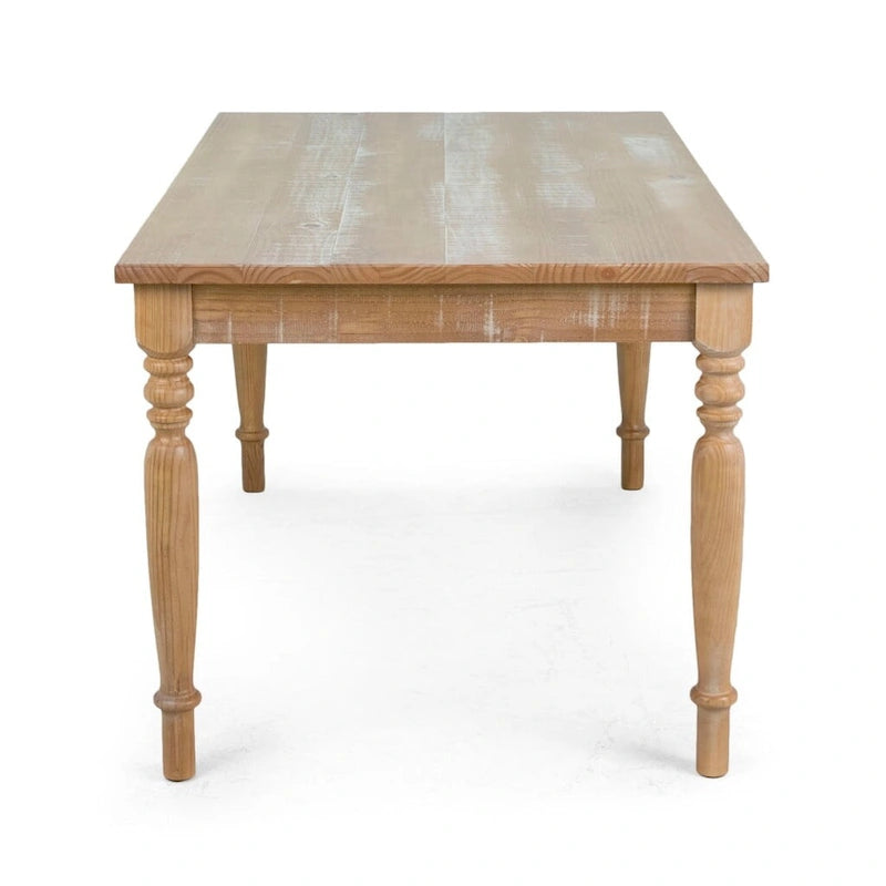 Table de salle à manger de style rustique en pin massif Sahara / Mahogany vieilli avec pieds tournés – 6 places