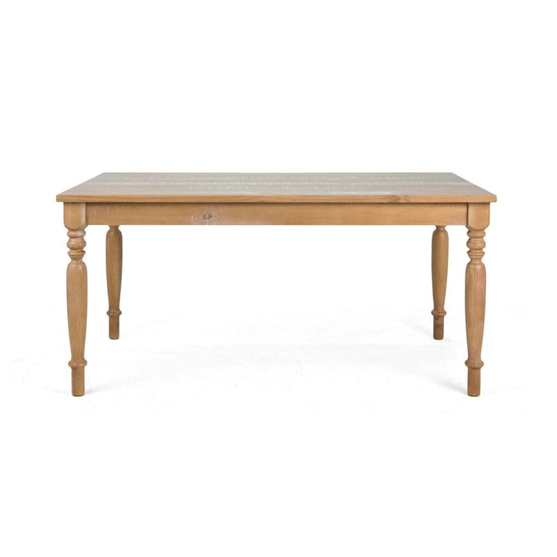 Table de salle à manger de style rustique en pin massif Sahara / Mahogany vieilli avec pieds tournés – 6 places