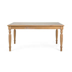 Table de salle à manger de style rustique en pin massif Sahara / Mahogany vieilli avec pieds tournés – 6 places