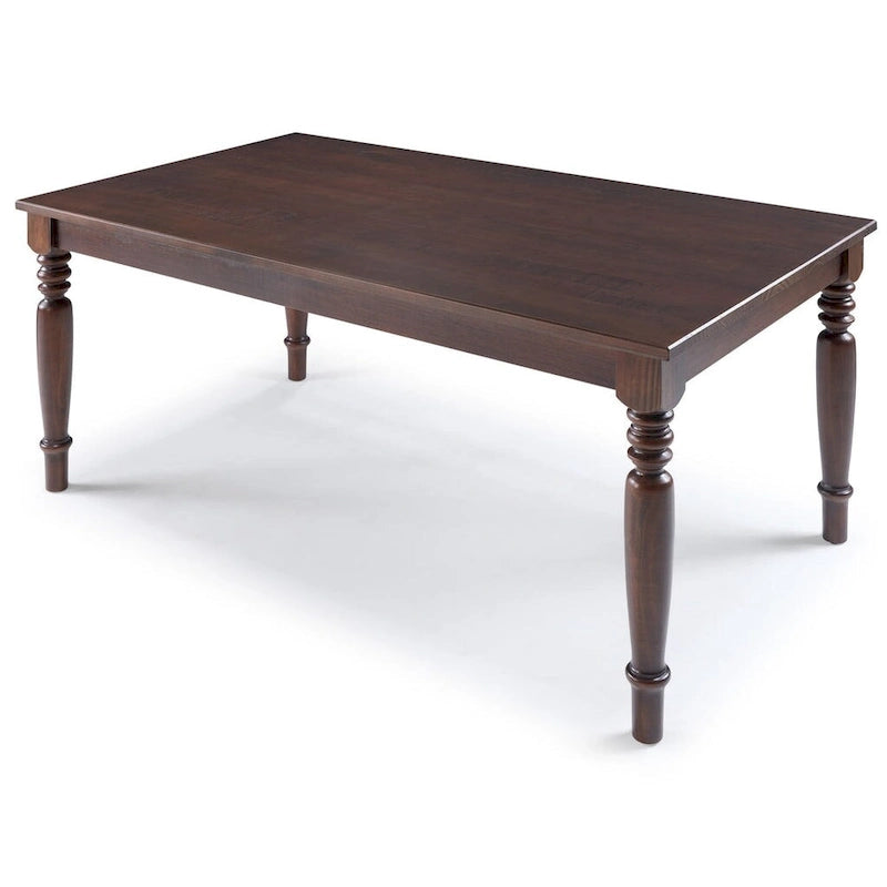 Table de salle à manger de style rustique en pin massif Sahara / Mahogany vieilli avec pieds tournés – 6 places