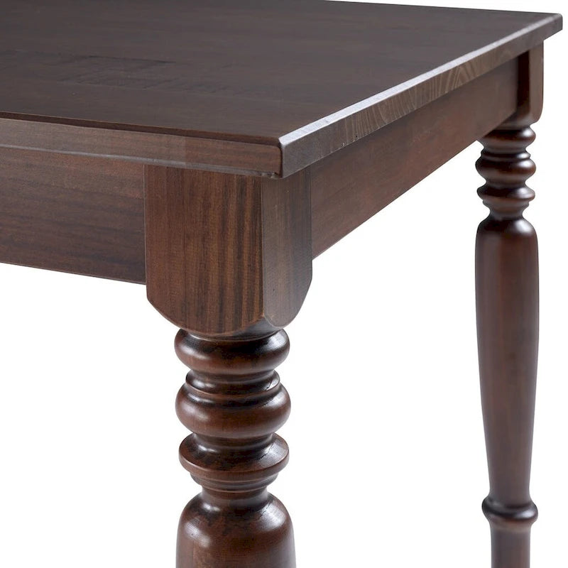 Table de salle à manger de style rustique en pin massif Sahara / Mahogany vieilli avec pieds tournés – 6 places