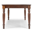 Table de salle à manger de style rustique en pin massif Sahara / Mahogany vieilli avec pieds tournés – 6 places