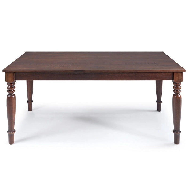 Table de salle à manger de style rustique en pin massif Sahara / Mahogany vieilli avec pieds tournés – 6 places