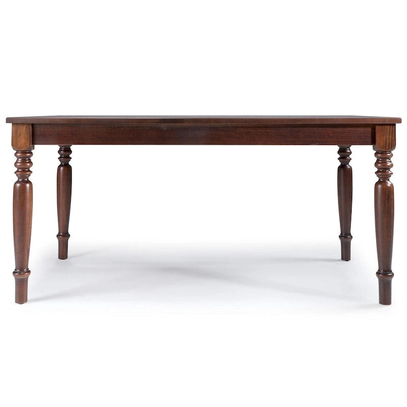 Table de salle à manger de style rustique en pin massif Sahara / Mahogany vieilli avec pieds tournés – 6 places