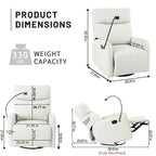 Fauteuil inclinable et pivotant en similicuir gris clair avec repose-pieds rétractable – Monoplace